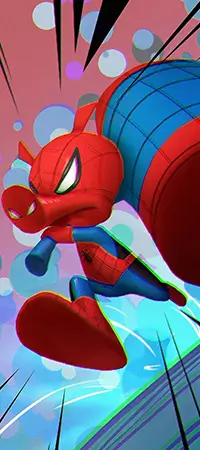 Imagen de fondo con Spider Ham como personaje principal